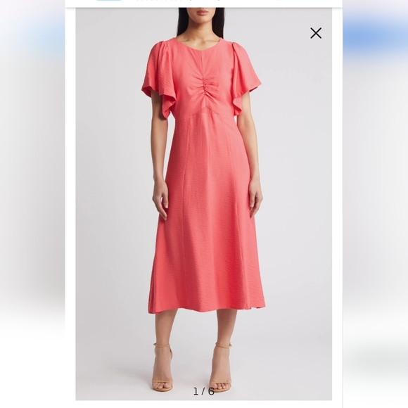 Dkny Dresses & Skirts - DKNY Flutter Sleeve Crinkle Dress